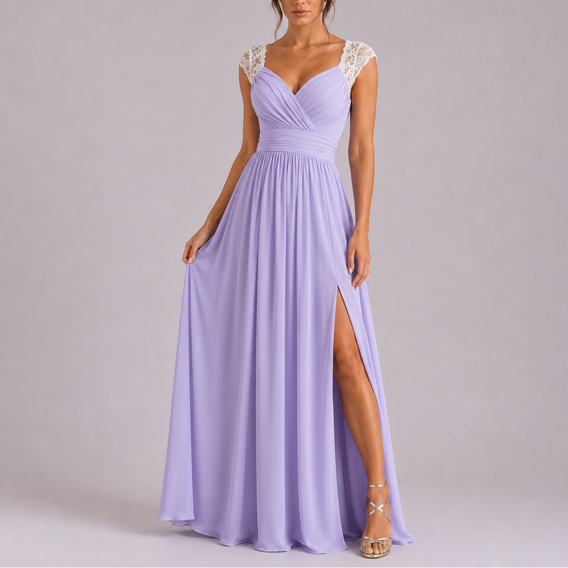 Evening Dress with Side Slit — Purple
