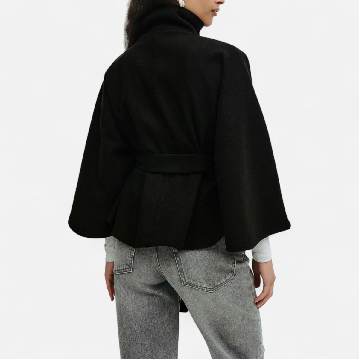 Vintage High Collar Belted Cape for Women — product view