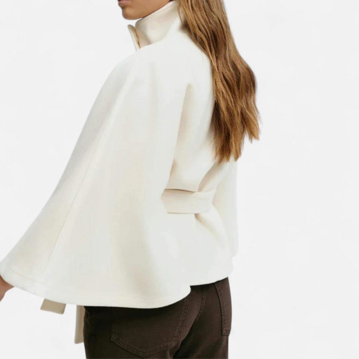 Vintage High Collar Belted Cape for Women — product view