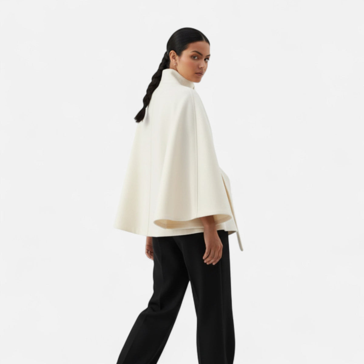 Vintage High Collar Belted Cape for Women — product view