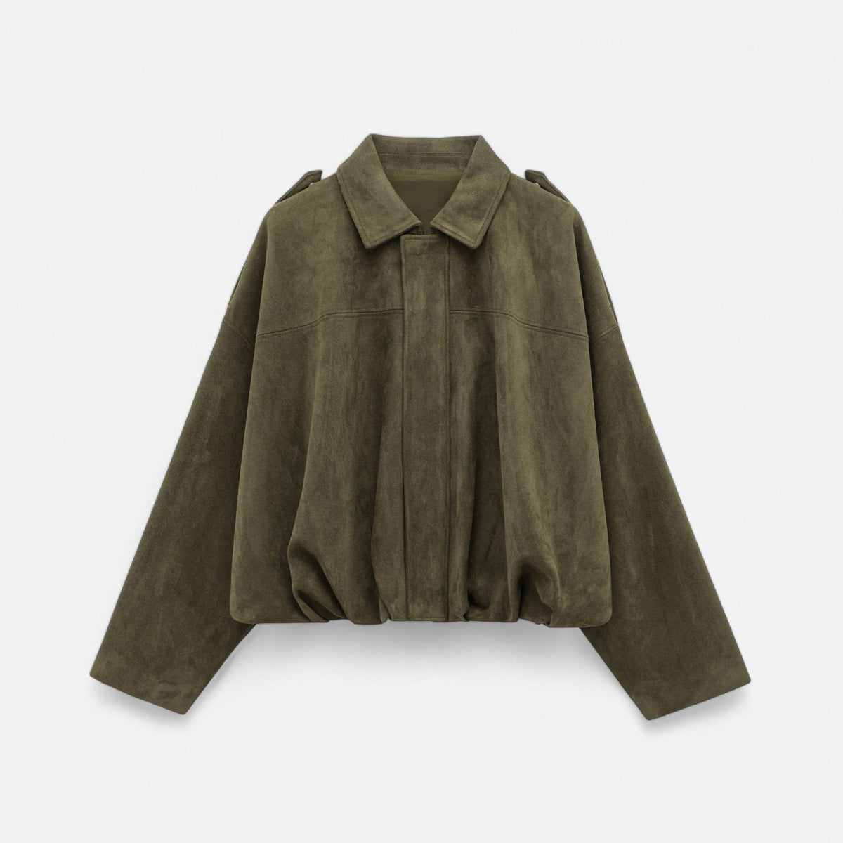 Vintage Zip-Up Bomber Jacket for Women — Olive Green