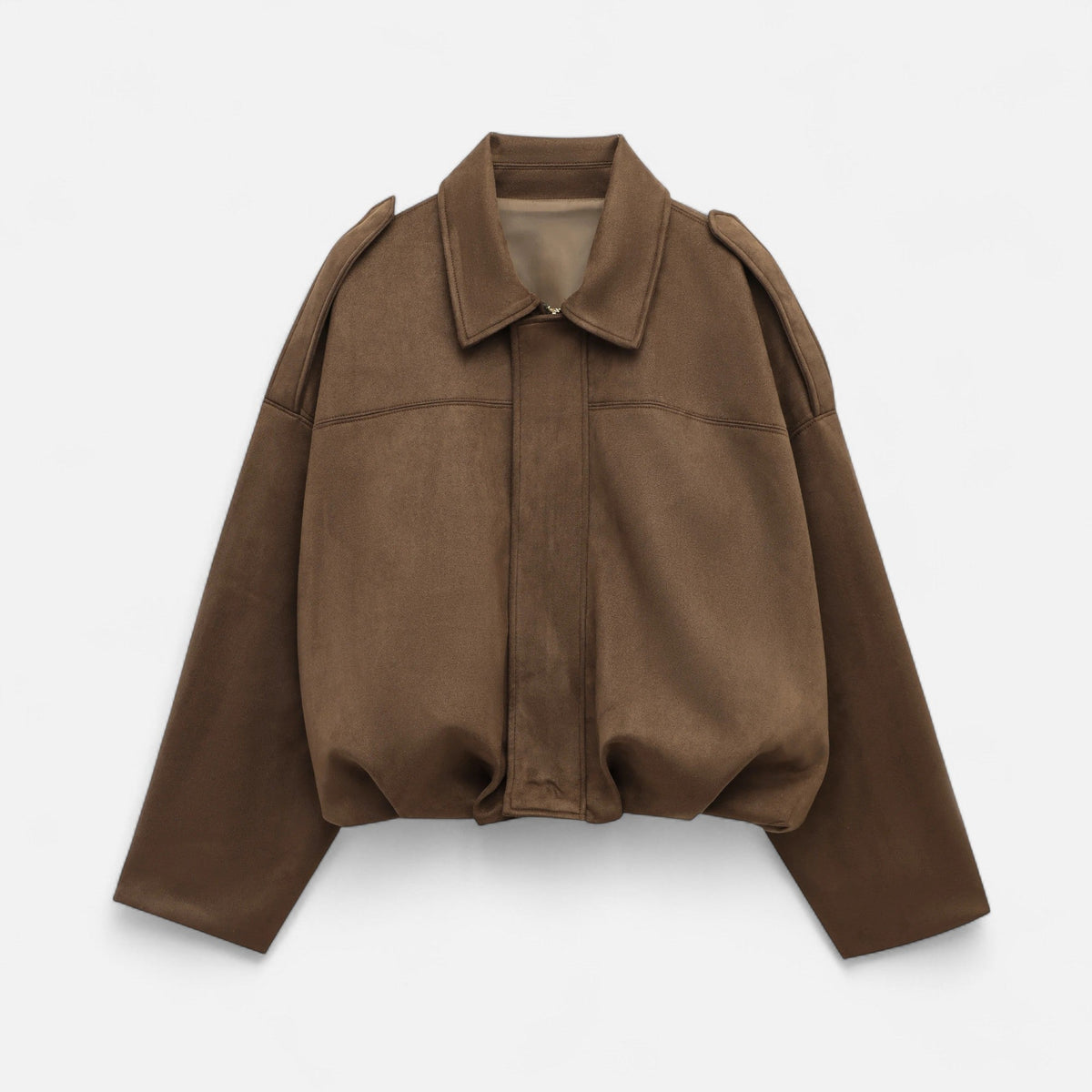 Vintage Zip-Up Bomber Jacket for Women — Brown