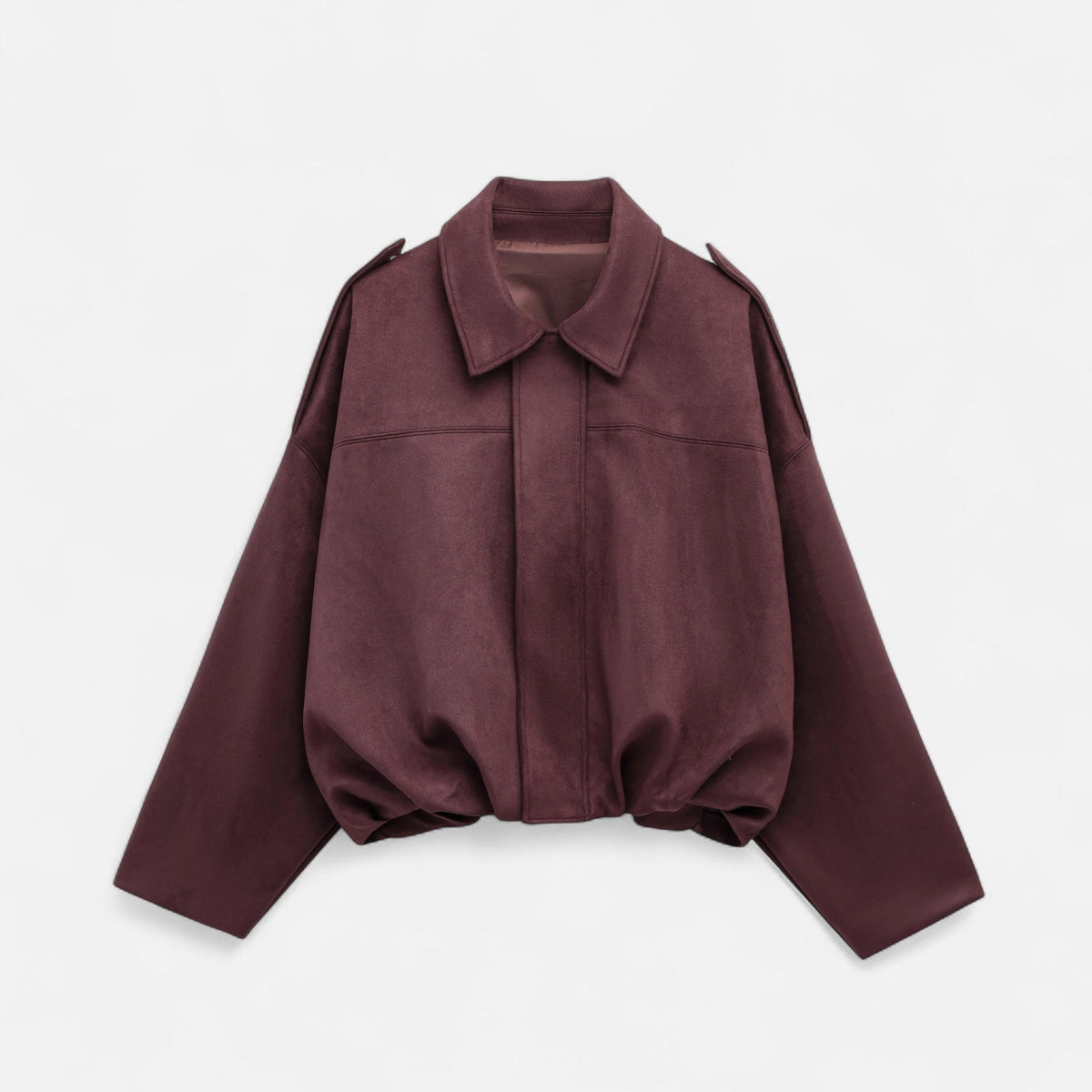 Vintage Zip-Up Bomber Jacket for Women — Burgundy