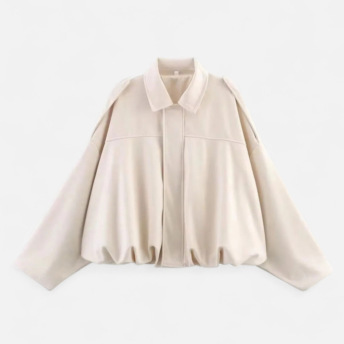 Vintage Zip-Up Bomber Jacket for Women — Beige