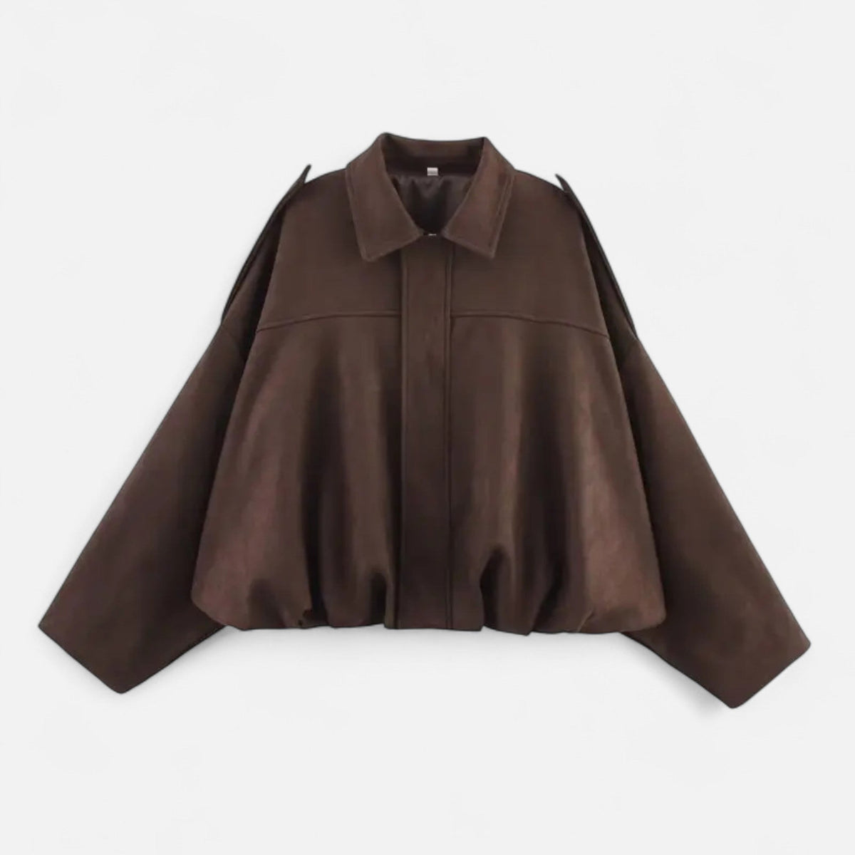 Vintage Zip-Up Bomber Jacket for Women — Coffee