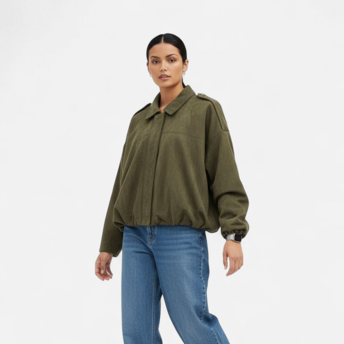 Vintage Zip-Up Bomber Jacket for Women — product view