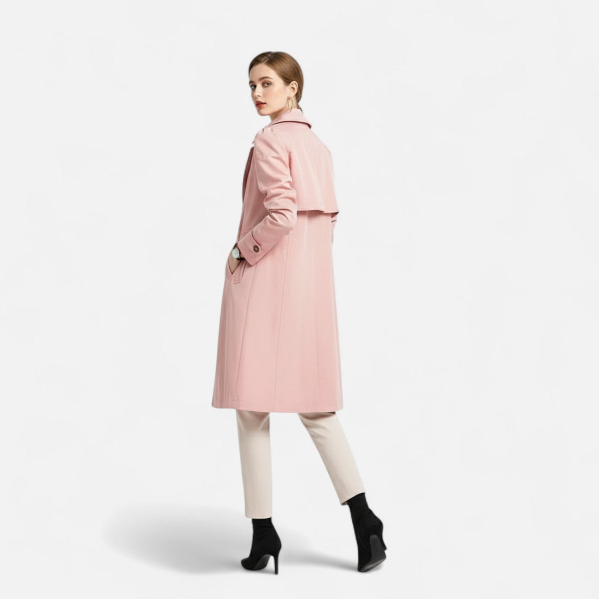 Timeless Elegant Classic Women's Belted Trench Coat — product view