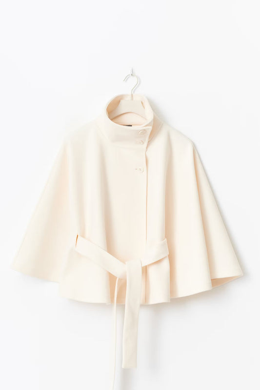 Women's High-Neck Tie-Waist Cape — product view