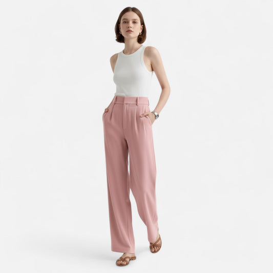 Women's High-Waisted Pants Elegant Timeless Cut — Pink