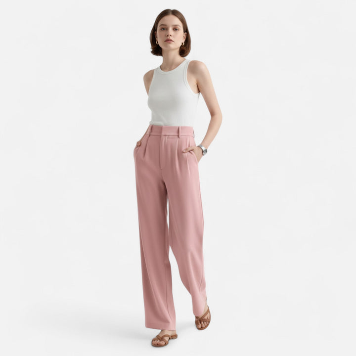 Women's High-Waisted Pants Elegant Timeless Cut — Pink