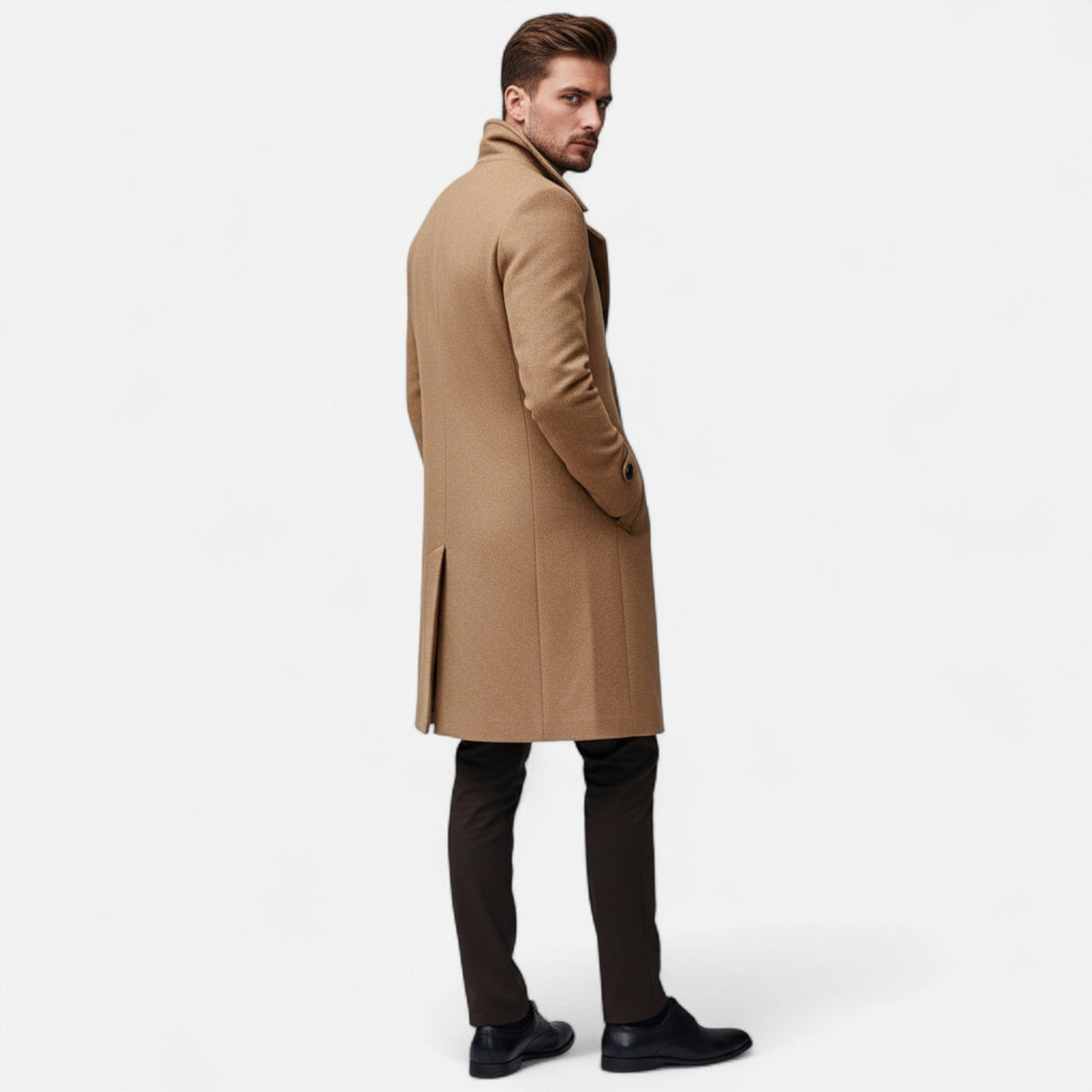 Men's Long Overcoat Double-Breasted Classic Elegance — product view