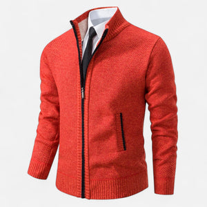 Herrenjacke mit Stehkragen und Reißverschluss — Rot