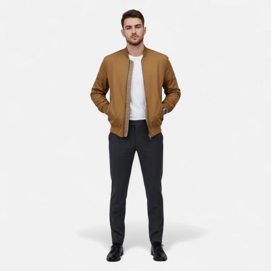 Men's Bomber Jacket Slim Fit Urban Style — Chestnut