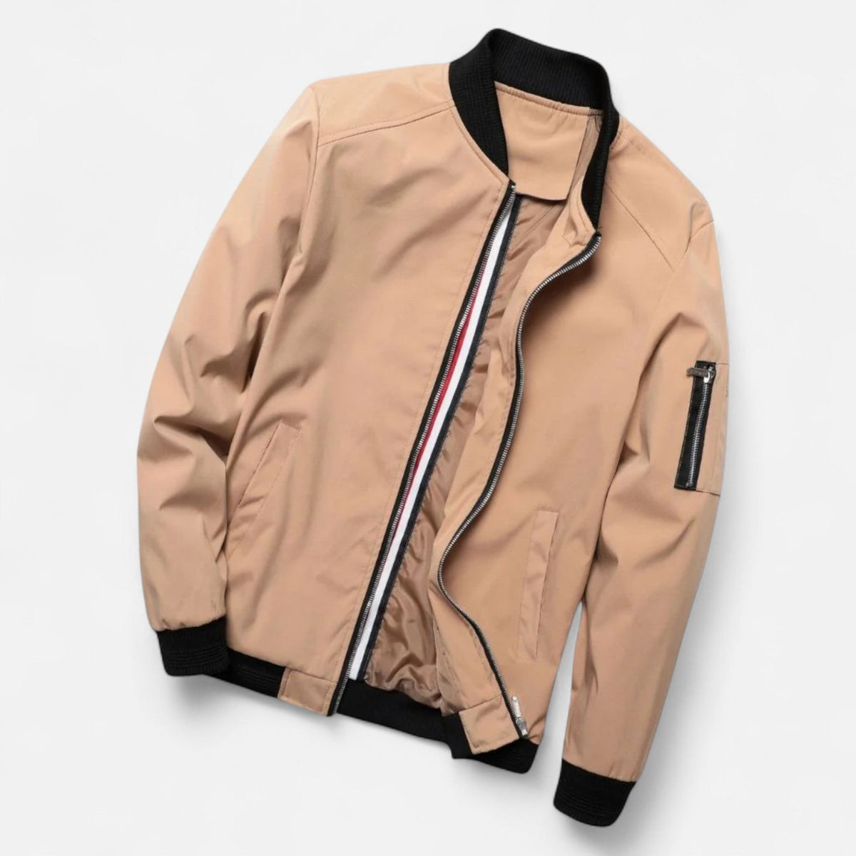 Lightweight Men's Bomber Classic Refined Style — Khaki