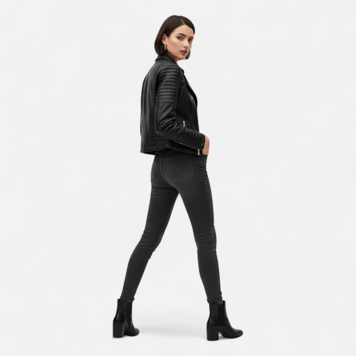 Women's Jacket Elegant Biker Style — Black