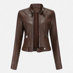 Veste pour femme avec col montant et fermeture zippée — Café