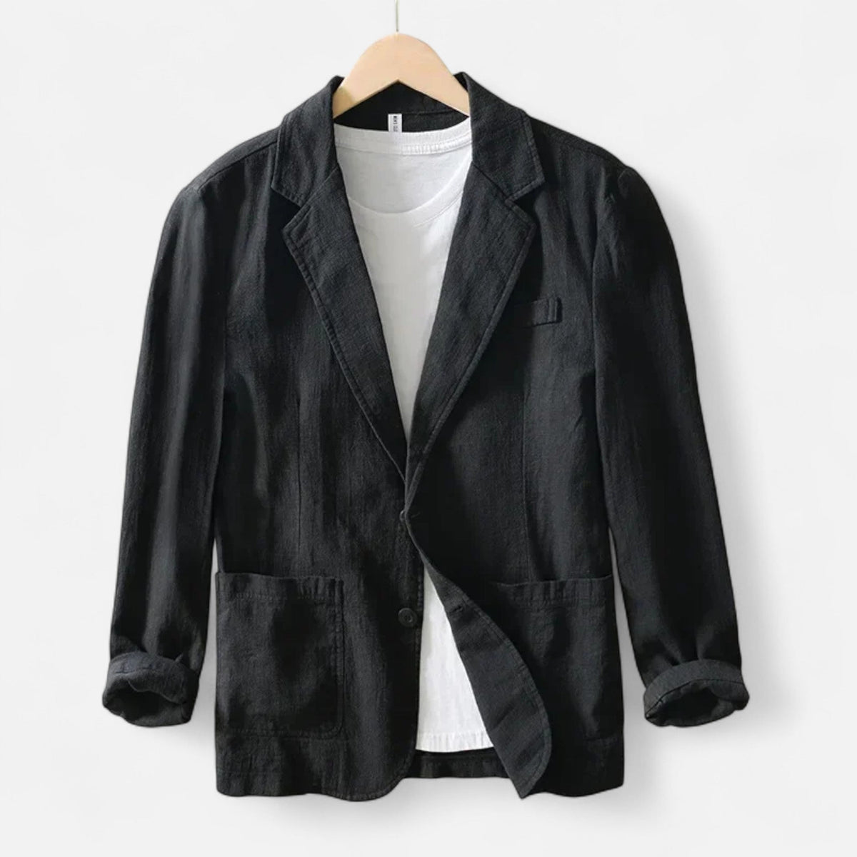 Men's Loose Blazer Safari Style — Black