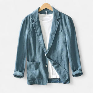 Men's Loose Blazer Safari Style — Blue