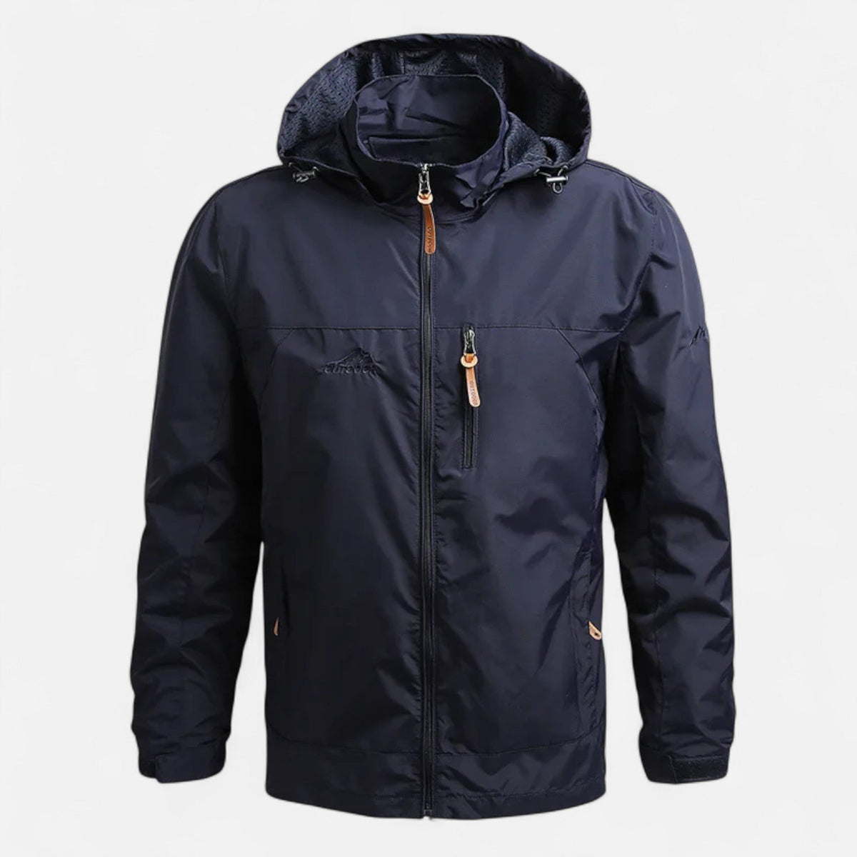 Men's Hooded Windbreaker Jacket — Navy Blue