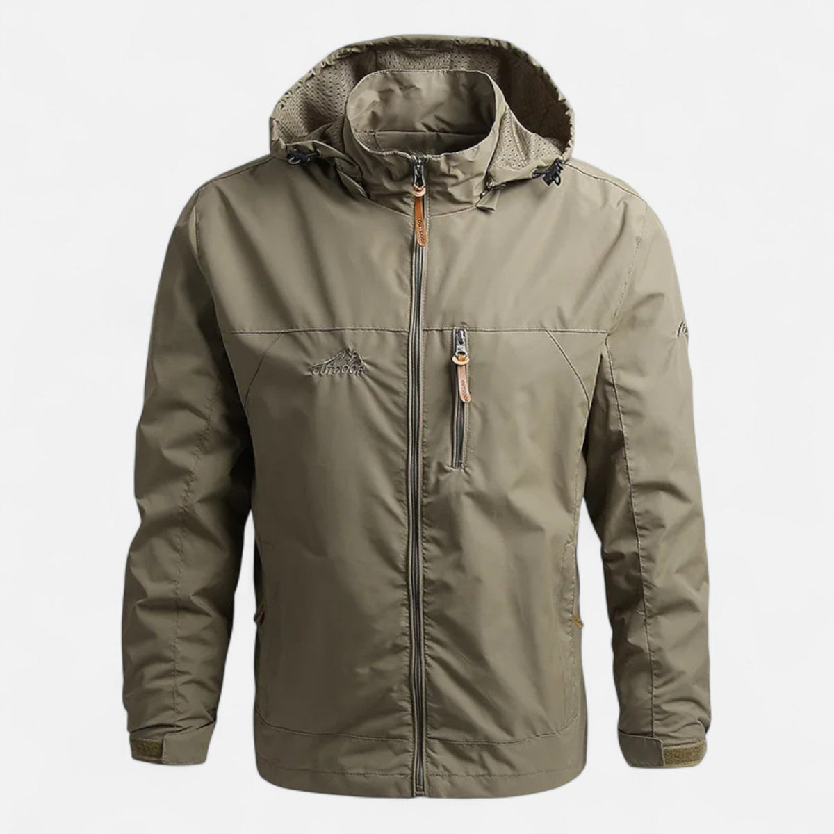 Men's Hooded Windbreaker Jacket — Khaki