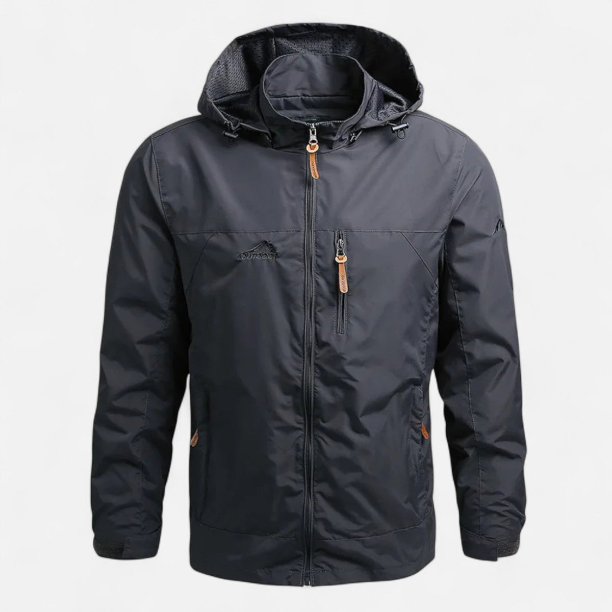 Men's Hooded Windbreaker Jacket — Dark Grey