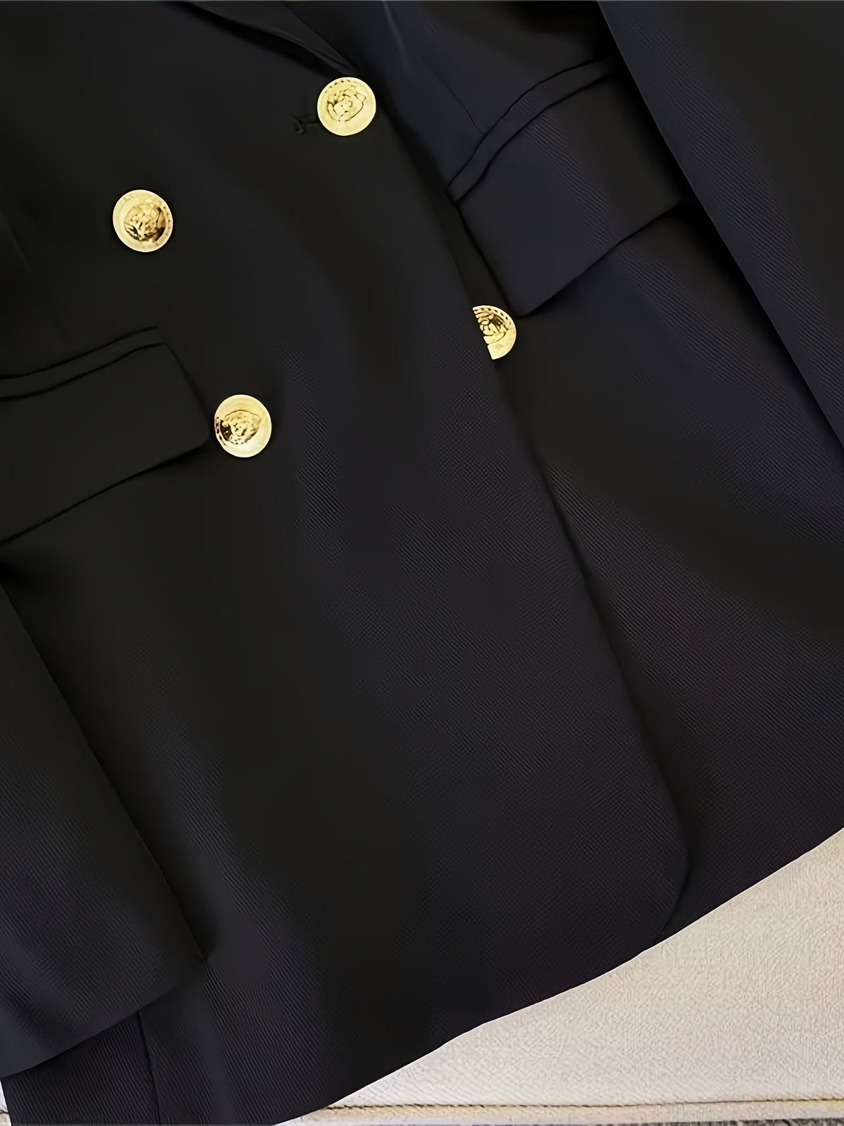 Women's Blazer – Double-Breasted Notched Collar with Flap Pockets — product view
