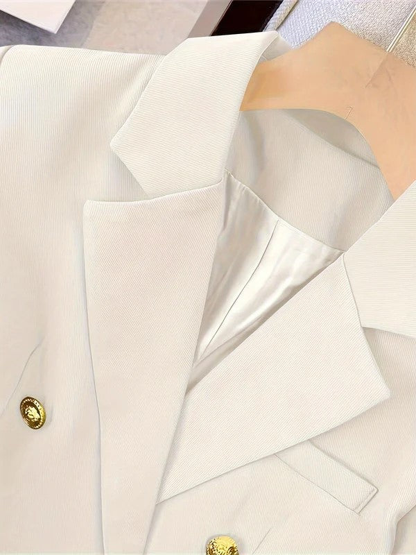 Women's Blazer – Double-Breasted Notched Collar with Flap Pockets — product view