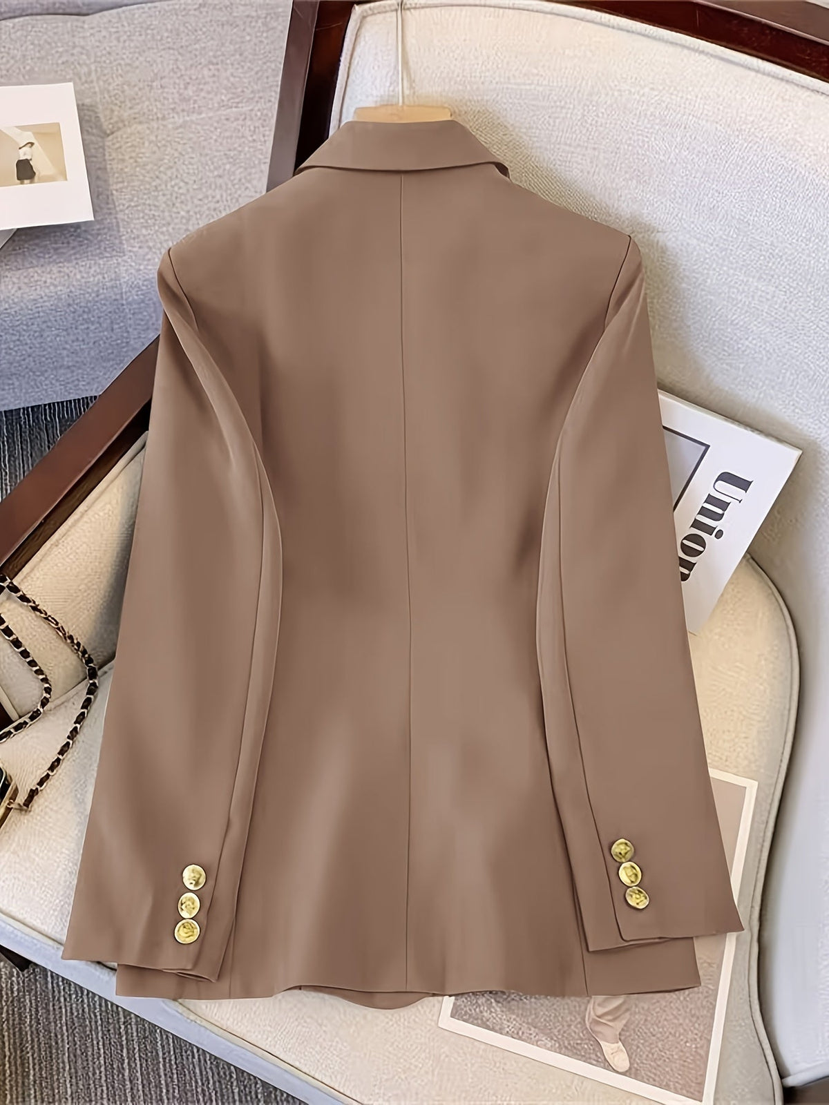 Women's Blazer – Double-Breasted Notched Collar with Flap Pockets — product view