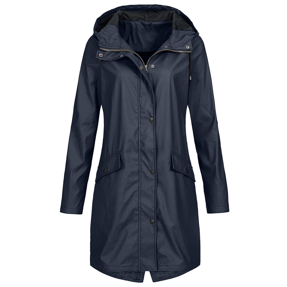 Women's Rain Jacket with Adjustable Hood — Navy Blue