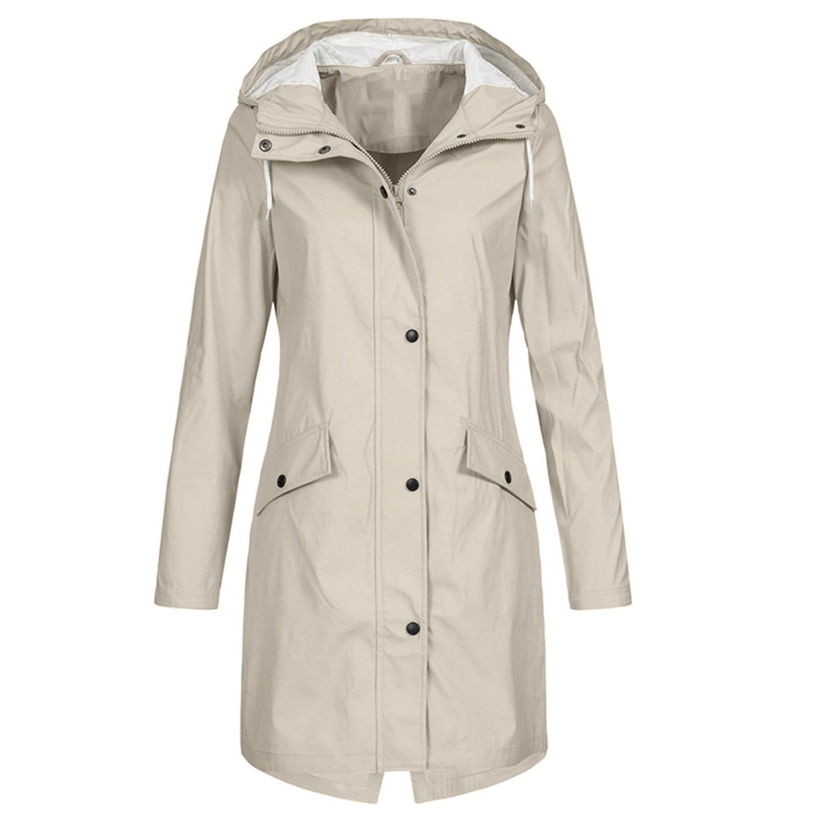 Women's Rain Jacket with Adjustable Hood — Beige