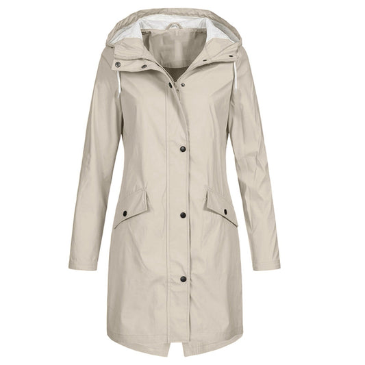 Women's Rain Jacket with Adjustable Hood — Beige