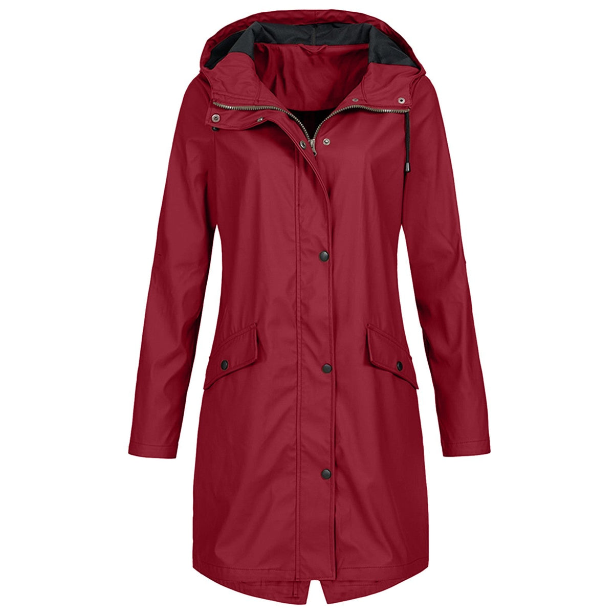 Women's Rain Jacket with Adjustable Hood — Red