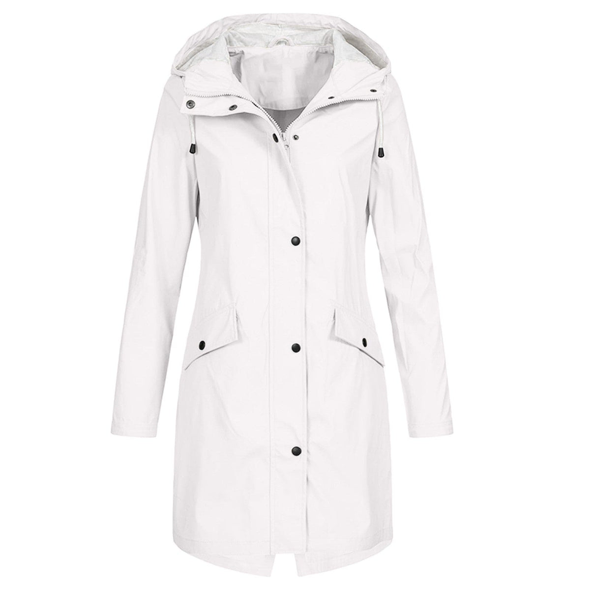 Women's Rain Jacket with Adjustable Hood — White