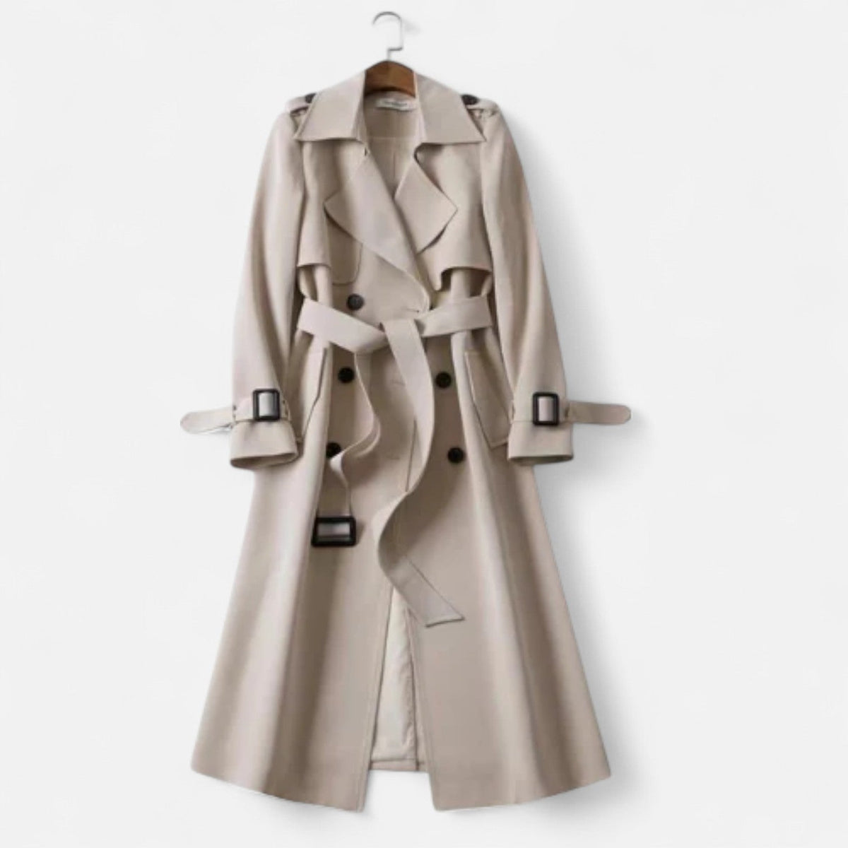 Women's Long Coat Classic Elegant Style — Beige
