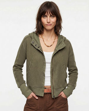 Damen-Hoodie aus Strick mit kurzem Schnitt — Kiefer