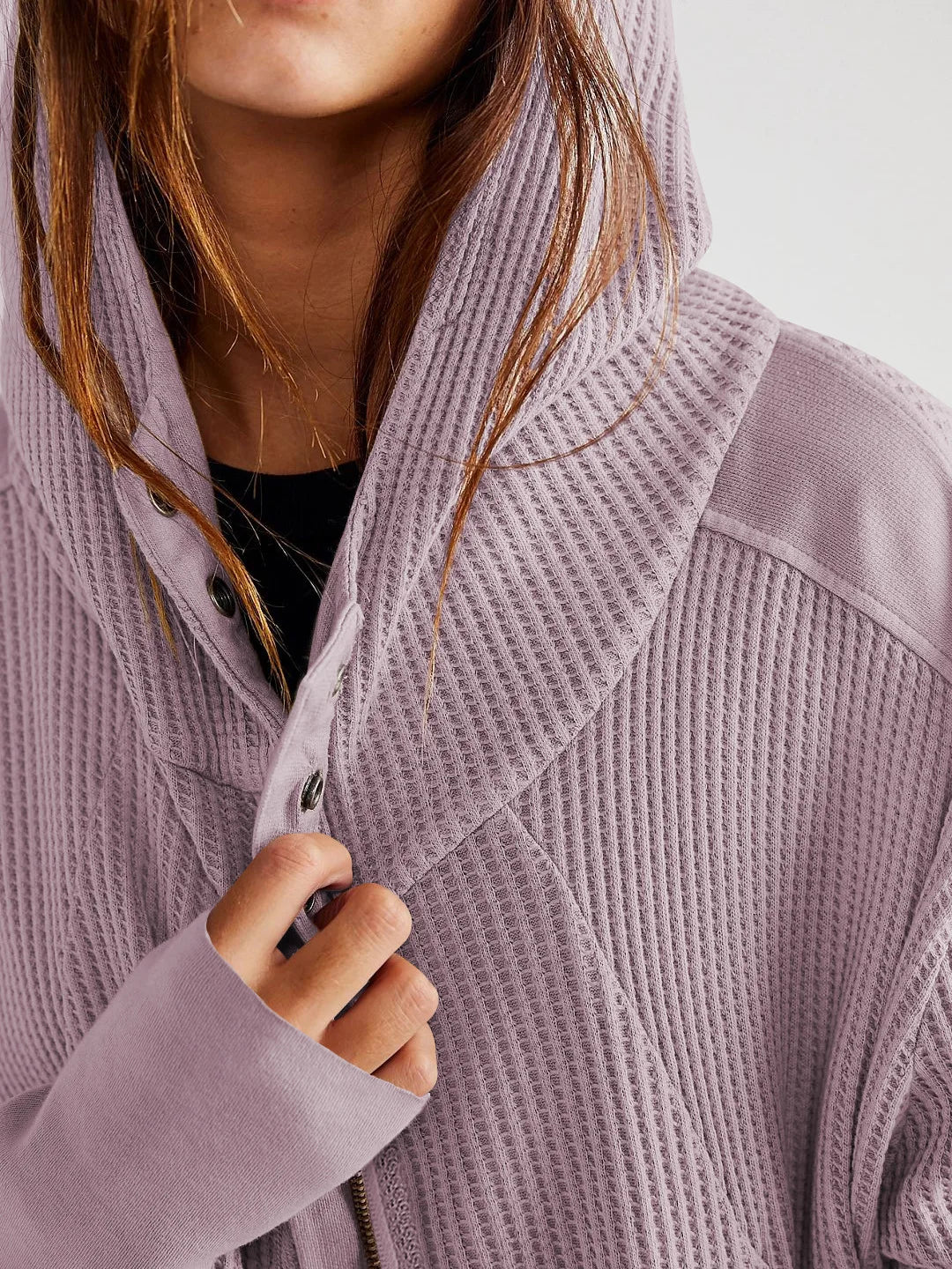 Women's Zip-Up Hoodie – Cropped Waffle Knit, Modern Style — product view