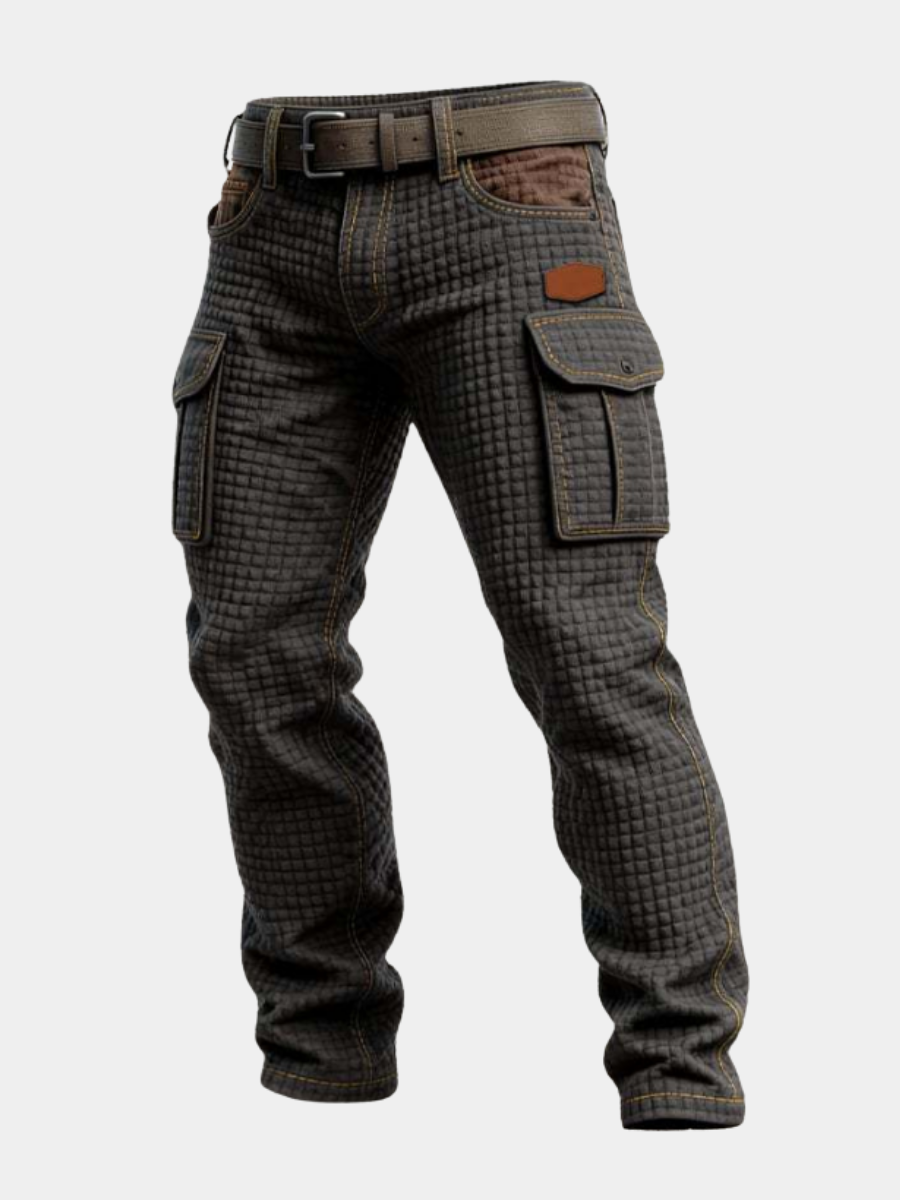 Men's Cargo Pants – Functional Pockets Adaptive Fit Structured Weave — Dark Brown