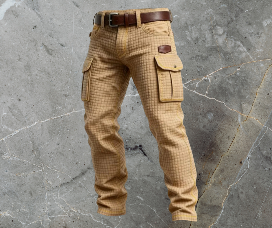 Men's Cargo Pants – Functional Pockets Adaptive Fit Structured Weave — Beige