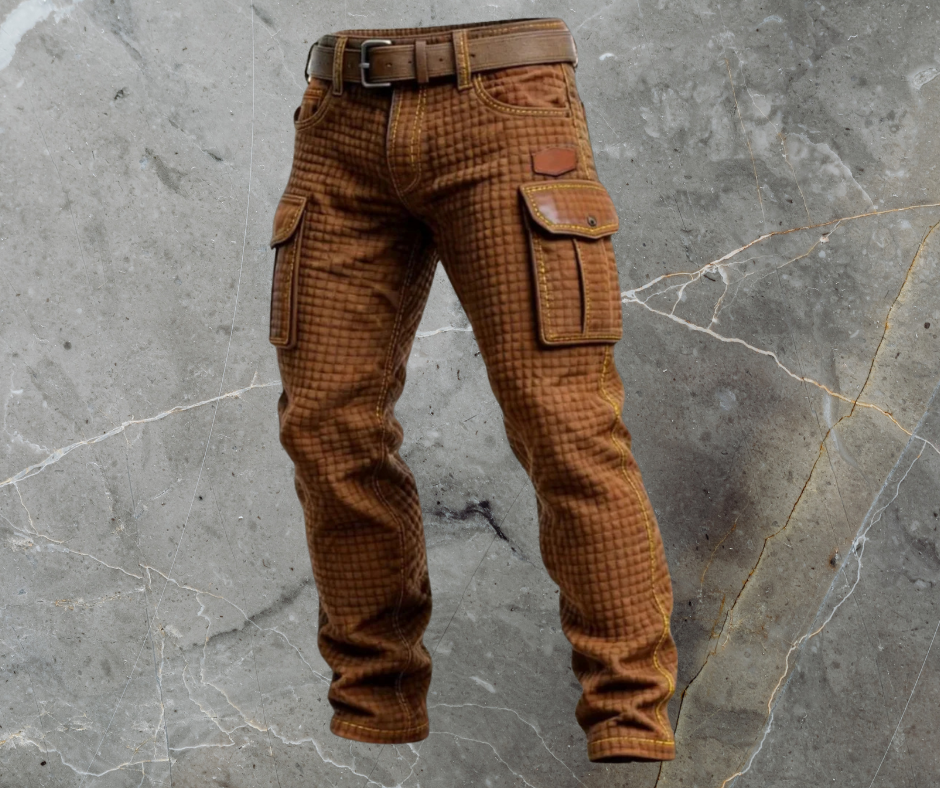 Men's Cargo Pants – Functional Pockets Adaptive Fit Structured Weave — Dark Brown