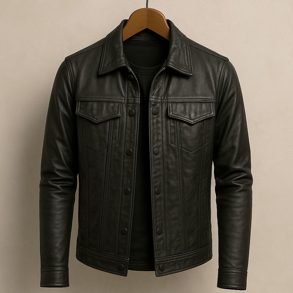 Veste pour homme à fermeture asymétrique et style motard — Gris foncé
