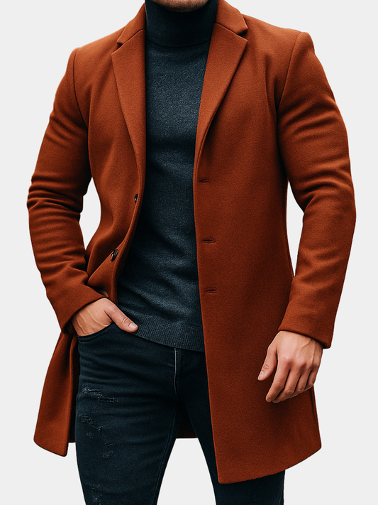 Men's Trench Coat – Sculpted Cut, Fluid Drape, Timeless Elegance — Brown