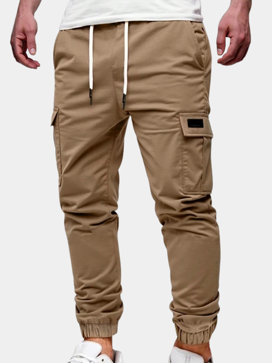 Men's Cargo Jogger – Elastic Waist, Side Pockets, Lightweight Fabric — Khaki