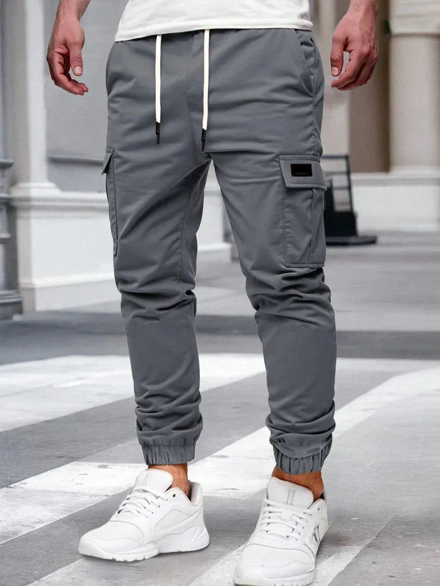 Men's Cargo Jogger – Elastic Waist, Side Pockets, Lightweight Fabric — Dark Grey