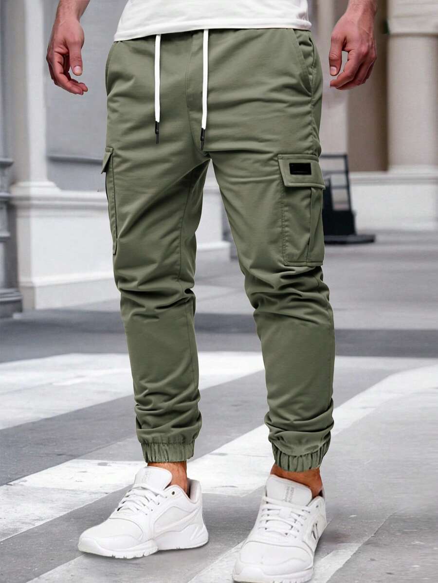 Men's Cargo Jogger – Elastic Waist, Side Pockets, Lightweight Fabric — Green