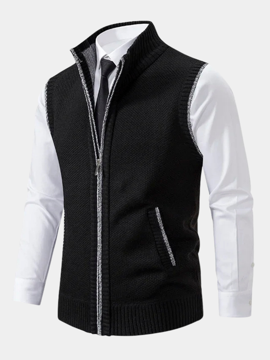 Men’s Vest – Clean Cut, Neat Finishes, Professional Style — Black