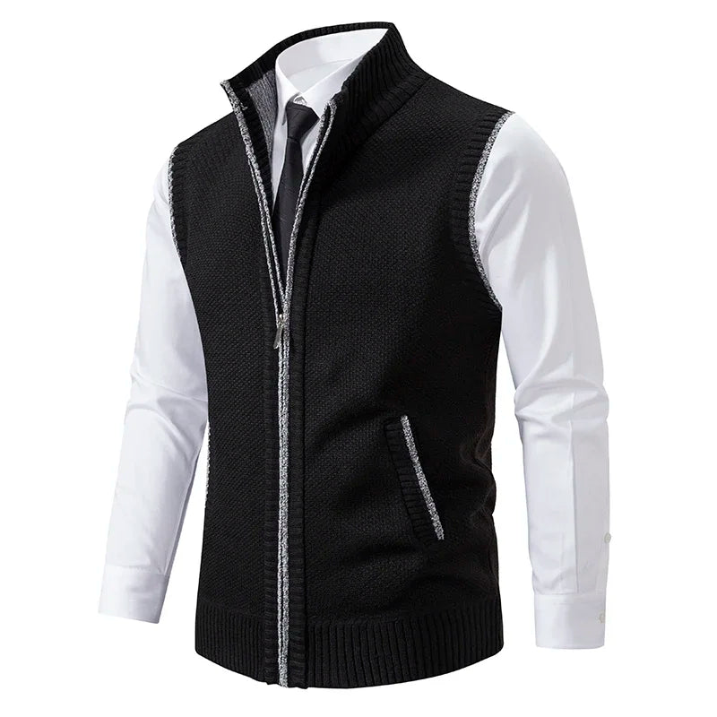 Men’s Vest – Clean Cut, Neat Finishes, Professional Style — Black
