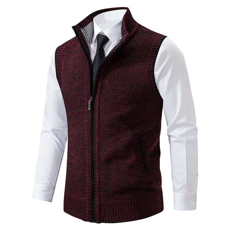 Men’s Vest – Clean Cut, Neat Finishes, Professional Style — Wine Red