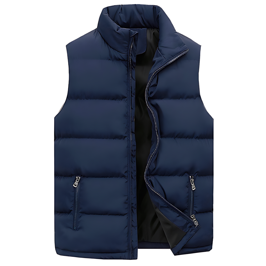 Men's Quilted Vest with Functional Pockets — Blue