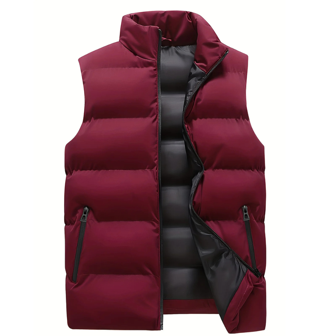 Men's Quilted Vest with Functional Pockets — Red
