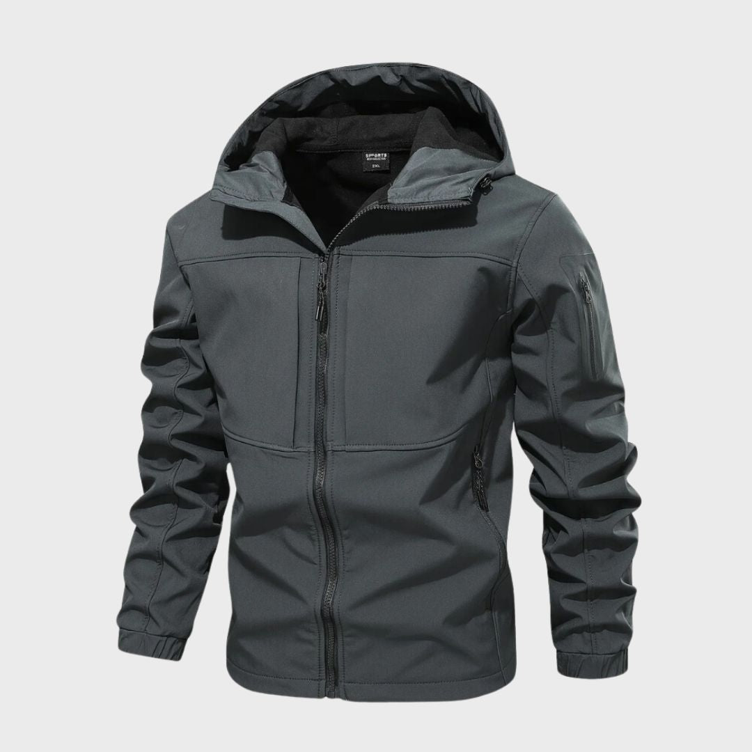 Men’s Softshell Jacket – Ergonomic Fit, Zippered Pockets, Urban Design — Grey